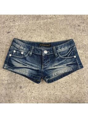 Vintage Y2K Low Rise Denim Micro Shorts DW Sandblasted